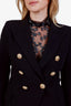 Balmain Black Gold Button Double Breasted Blazer Size 36