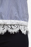 Sacai Blue/White Pinstriped Button Down Lace Trimmed Shirt Size 2