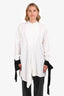 JW Anderson White Cotton Poplin Tuxedo Shirt with Black Cuff Ties Size 8