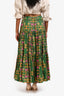 La Double J Green/Pink Cotton Poplin Maxi Skirt Size S