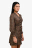 Sandro Brown/Black Multicolour Silk Floral Print Long Sleeve Midi Dress Size 34