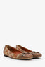 Gucci Brown/Multicolour Leather and GG Raffia Horsebit Ballet Flats Size 39