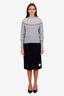 Thom Browne Navy Virgin Wool Midi Skirt Size 40