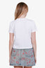 Miu Miu White/Black Logo Rabbit Embroidered Short Sleeve Cropped T-Shirt Size L