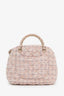 Pre-loved Chanel™ 2024 Pink Tweed Sequin Quilted Shiny Coco Clutch with Chain