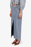 Darkpark Silver/Blue Denim Slit Midi Skirt Size 28