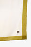 Hermès White/Green Cashmere Leather H Detail Throw Blanket