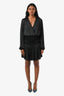 Maje Black Smocked Waist Cut Outs Knee Length Dress Size 42