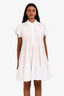 Isabel Marant Etoile White Cotton Pleat Detail Tiered Mini Dress Size 36