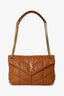 Saint Laurent Brown Lambskin Small 'LouLou' Puffer Shoulder Bag GHW