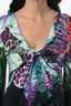 Roberto Cavalli Blue/Pink Floral Print Long Sleeve Top Size 40
