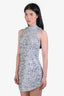 Amanda Uprichard Silver Sequins High Neck Mini Dress Size S