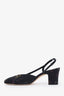 Pre-loved Chanel™ Black Denim Interlocking CC Logo Slingback Pumps Size 38C