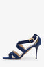 Jimmy Choo Blue Lizard Strappy Heels Size 39.5