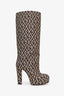 Gucci Brown/Beige Canvas G Rhombus Platform Boots Size 41