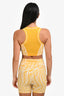 Fendi X Kway Yellow/White Zucca Houdini Print Crop Top + Biker Short Set Size 38