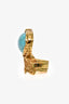 Bague cocktail artistique Saint Laurent dorée/turquoise, taille 6