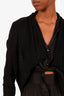 Salvatore Ferragamo Black Wool Blend Open Cardigan Size S