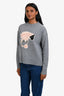 Markus Lupfer Grey Merino Wool Graphic Print Sheep Sweater Size XS