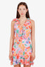 Saloni Pink Cece Ruffled Floral-print Voile Mini Dress Size 6