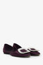 Roger Vivier Purple Satin D'Orsay Crystal Embellished Flats Size 35.5