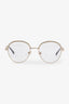 Pre-loved Chanel™ Silver/Gold Plated Chain Trim Detail Oval Glasses with Pearl Leather Chain
