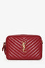 Saint Laurent Red Leather Lou Crossbody Camera Bag