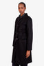 Christian Dior Black Wool Long Toggle Peacoat Size US 6