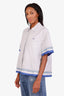 Loewe 2026 Blue/White Striped Pleated-Trim Layered Shirt Size 44