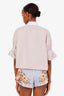 TWP Pink/White Striped Three-Quarter Sleeve Button Down Cropped Shirt XS S