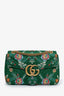 Gucci Green Floral Jacquard Medium GG Marmont Shoulder Bag