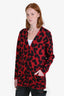 Saint Laurent Red/Black Superkid Mohair Heard Cardigan Size XS