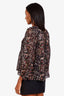 Sandro Black Patterned Silk Sheer Long Sleeve Top Size 3