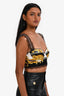 Versace Black Multicolour Silk Lace Details Barocco Femme Bralette Size 38