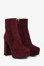 Prada Suede Burgundy Platform Ankle Boot Size 37