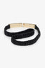 Pre-loved Chanel™ Black Lambskin Enamel Logo Belt Size 85