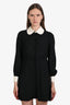 Celine Black Button Up Peter Pan Collar Long Sleeve Mini Dress Size 36