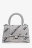 Balenciaga Silver Crystal Hourglass XS Top Handle with Strap