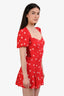 Reformation Red Floral Short Sleeve Mini Dress Size 0