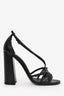 Bottega Veneta Black Intrecciato Leather Block Heels Size 37.5