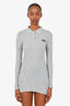 Miu Miu Grey Logo Patch Ribbed-Knit Mini Polo Dress Size XS