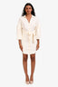 Veronica Beard Cream Linen Blend Button Up Long Sleeve Belted Mini Dress Size 0