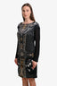 Just Cavalli Black Printed Silk Midi Dress Size 44