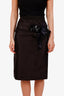 Dolce & Gabbana Black Silk Sequin Bow Midi Skirt Size 40