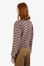 Balenciaga Beige/Brown Cotton Knit Monogram Cropped Sweater Size M