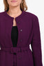 Pre-loved Chanel™ 1998 Purple Wool Tweed Jacket Suit Set Size 40 With Belt
