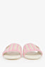 Pre-loved Chanel™ White/Pink Terrycloth Crochet Striped Mules Sandals Size 37.5