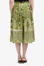 Max Mara Green/Cream Lined Floral Midi Skirt Size 4