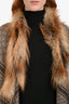 Gucci Brown Wool Silk Blend Fox Fur GG Survie Shawl