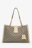 Gucci White/Brown Leather and Coated Canvas GG Supreme Medium Padlock Shoulder Bag